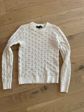 Zara Cream Open-Knit Pointelle Long Sleeve Sweater